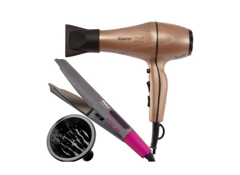 Secador De Cabelo Taiff Profissional 2000W Ar Quente Frio Dourado Moto