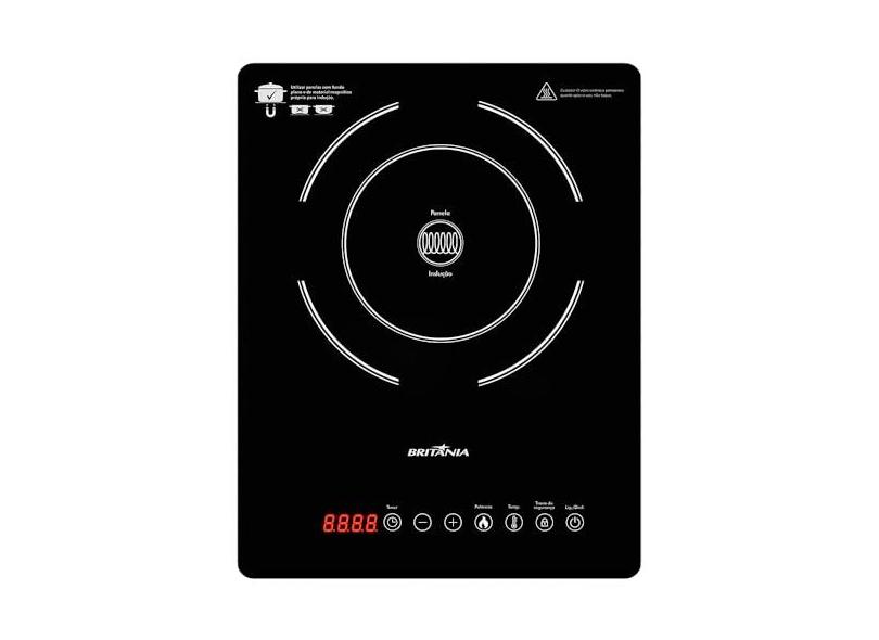 Cooktop de Indução 01 Boca Britânia BCT14P com Painel Touch e Display Digital Preto Bivolt