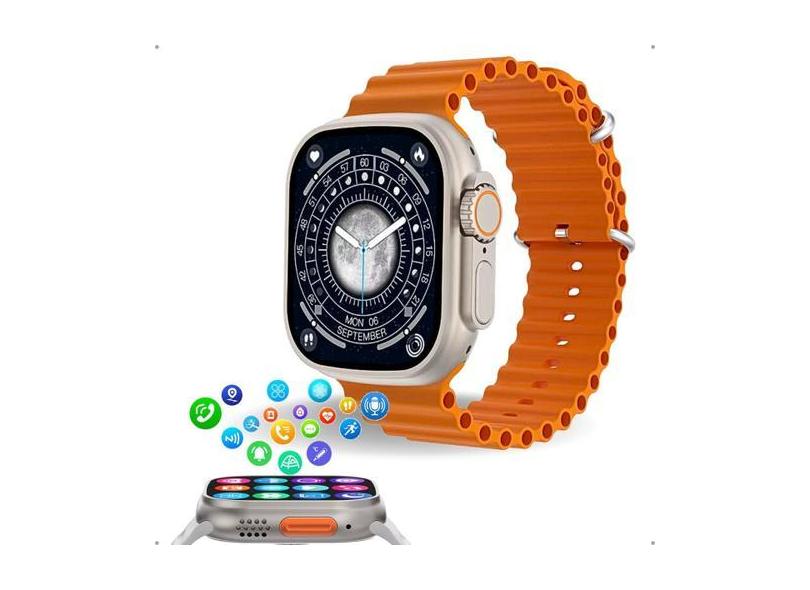 Relógio Smartwatch Inteligente Faz e Recebe Ligações BW8 Ultra Laranja