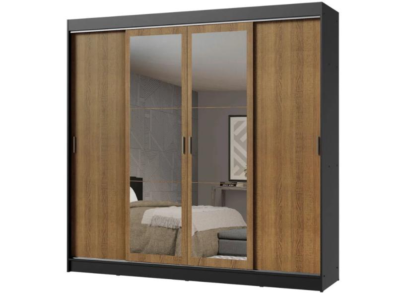 Guarda-Roupa Casal 4 Portas 3 Gavetas com Espelho Austin 2E Madesa