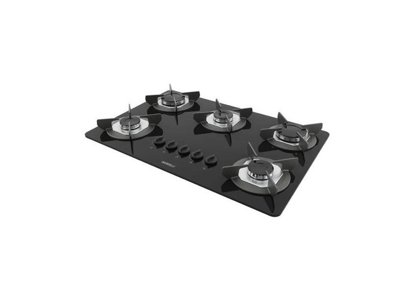 Fogão Cooktop Elétrico 5 Bocas Inox Mesa Em Vidro Safe Nardelli, Inox