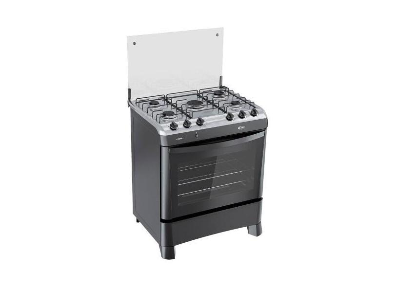 Fogão a Gás Clarice Fascino 5 Bocas Mesa Inox Preto Fosco-Bivolt, Bivo