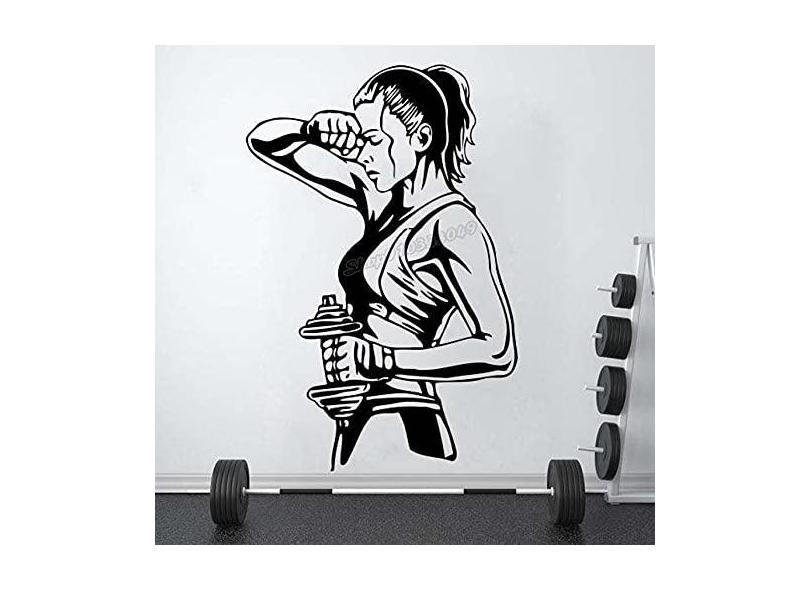 Adesivo de parede feminino muscular fitness academia esportes