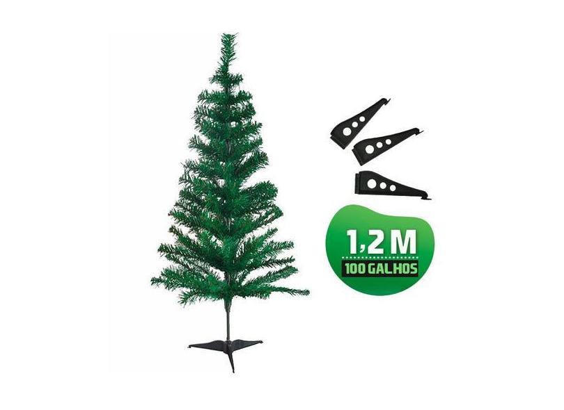 Arvore De Natal 1,2M Tradicional 100 Galhos Pés Plástico - Rod com o ...