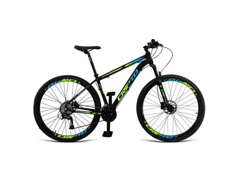 Bicicleta Aro 29 Cripto 27 Marchas Freio Hidráulico Trava-k7 - 21&quot; Preto-verde E Azul