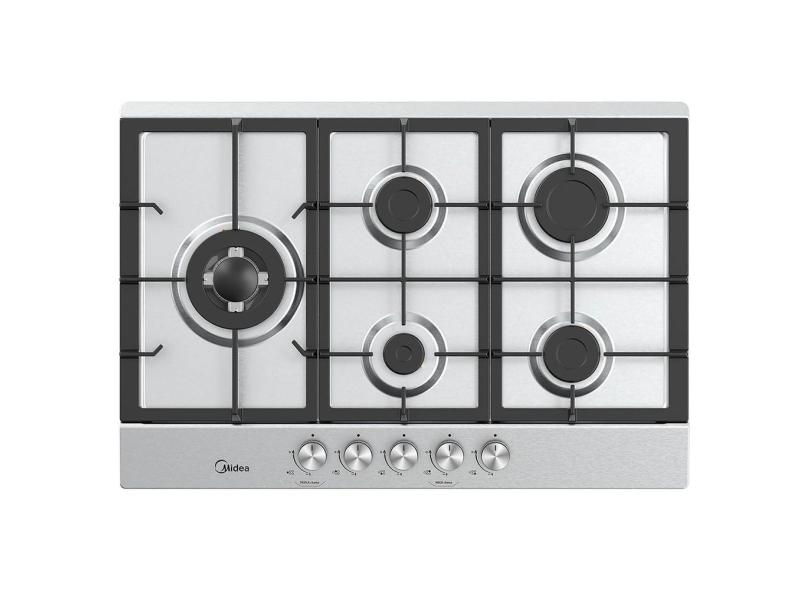 Cooktop 5 Bocas A Gás Midea Inox Com Mega Chama CYB5B Bivolt