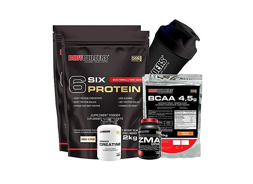 Kit 2x 6 Six Protein 2kg Bcaa 1kg Tangerina Power Creatina 100g