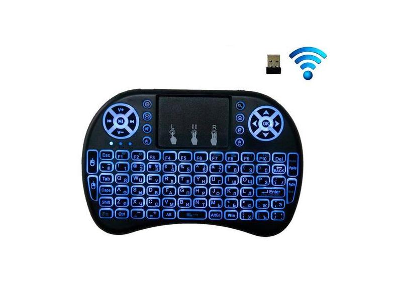 Teclado Mini com Iluminação LED e Mouse Integrado Ideal para TV e Disp