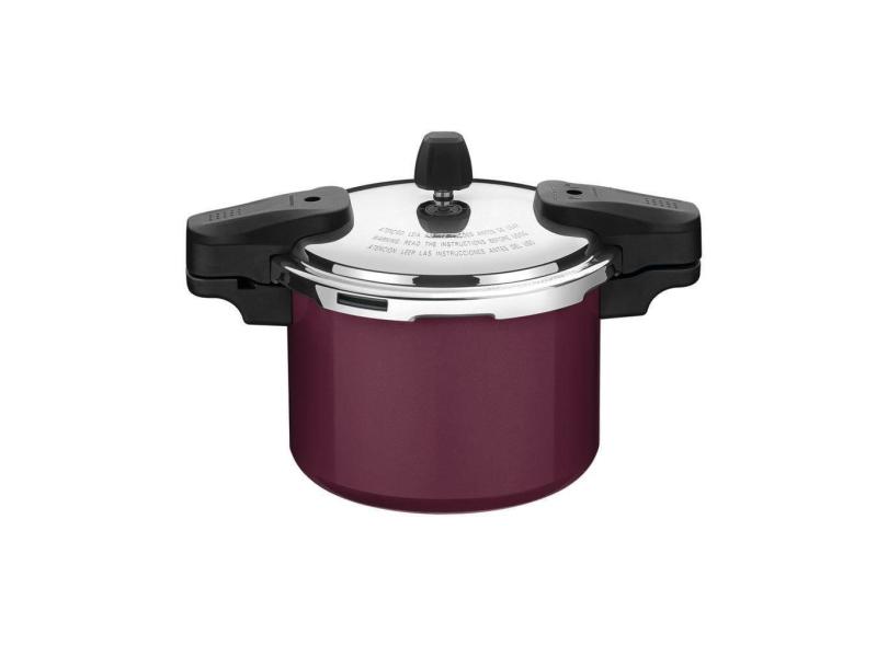 Panela De Pressão Em Alumínio Com Revestimento Interno E Externo Cerâmico Vermelho 20 Cm 4,5