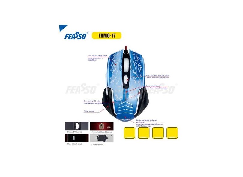 Mouse Óptico Gamer USB FAMO-17 - Feasso