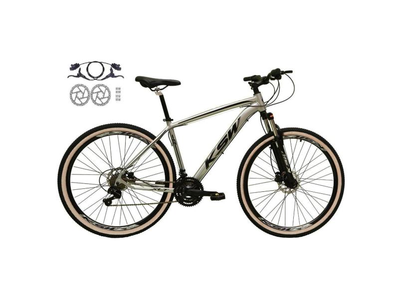 Bicicleta Aro 29 Ksw Xlt Alumínio 21v Freios a Disco hidráulicos(óleo) Suspensão Diant. Pneus Bege-Unissex