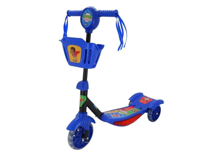 Patinete Infantil 3 Rodas com cestinha Luz e Som zippy toys