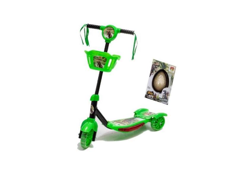 Patinete Verde para Crianças 5 6 7 8 9 Anos Dinossauro Ovo - DM Toys