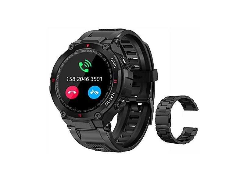 Relógio militar inteligente para homens ao ar livre à prova d'água Smartwatch tático Bluetooth Dail Calls Speaker 1,3" HD Touch Screen Fitness Tracker Watch Compatível com iPhone Samsung