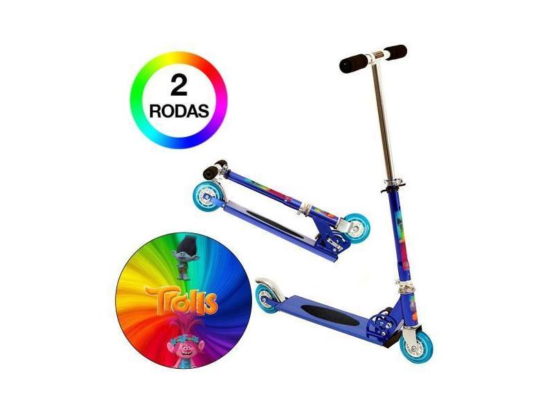 Patinete Infantil Trolls De Duas Rodas Ajuste De Altura Azul - Dm Radi