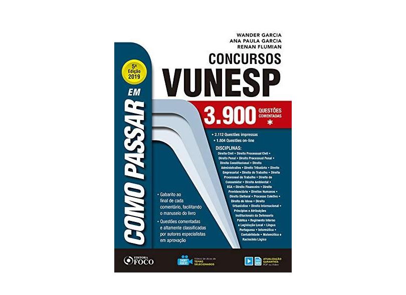 Como Passar em Concursos da Vunesp. 3900 Questões. 2019 - Vários Autores - 9788582423288