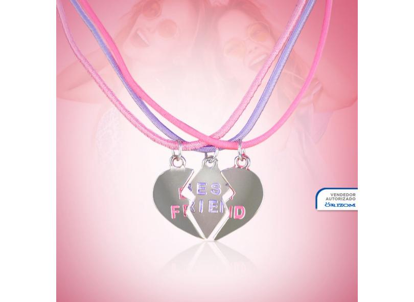 Kit 3 Peças Colar Best Friends Forever Melhores Amigas Show com o