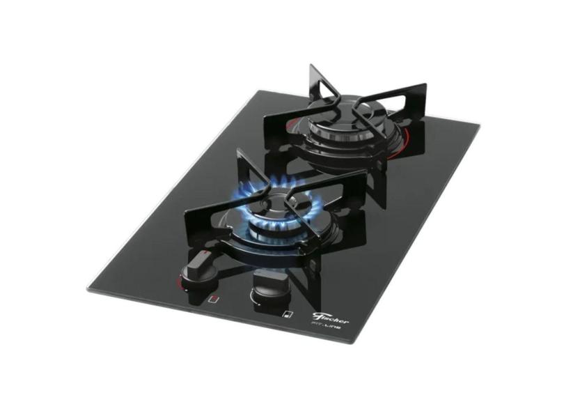 Fogão Cooktop Fit Line Gás Mesa Vidro Preto - Fischer 2 Bocas