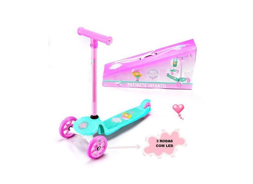 Patinete Infantil 3 Rodas Com Led Menina Articulado Crianças - Unitoys