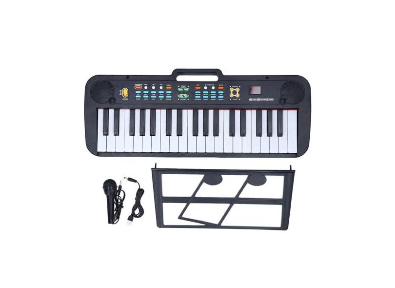 Piano Com Teclado de 37 Teclas, Display LED 200 Tons Sonoros Teclados Eletrônicos Instrumento Musical Com Suporte para Partituras Cabo USB Material ABS para Iniciantes