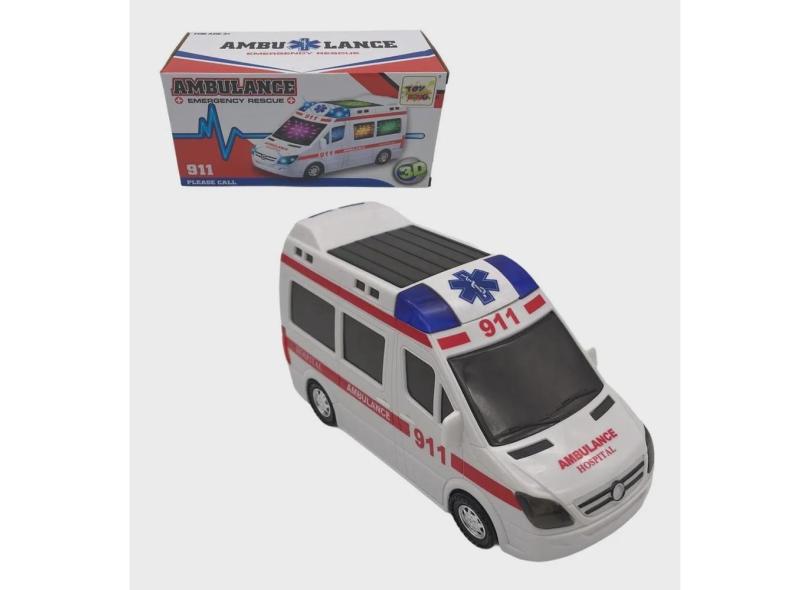Carrinho De Ambulância Hospital Com Som Leds Bate E Volta