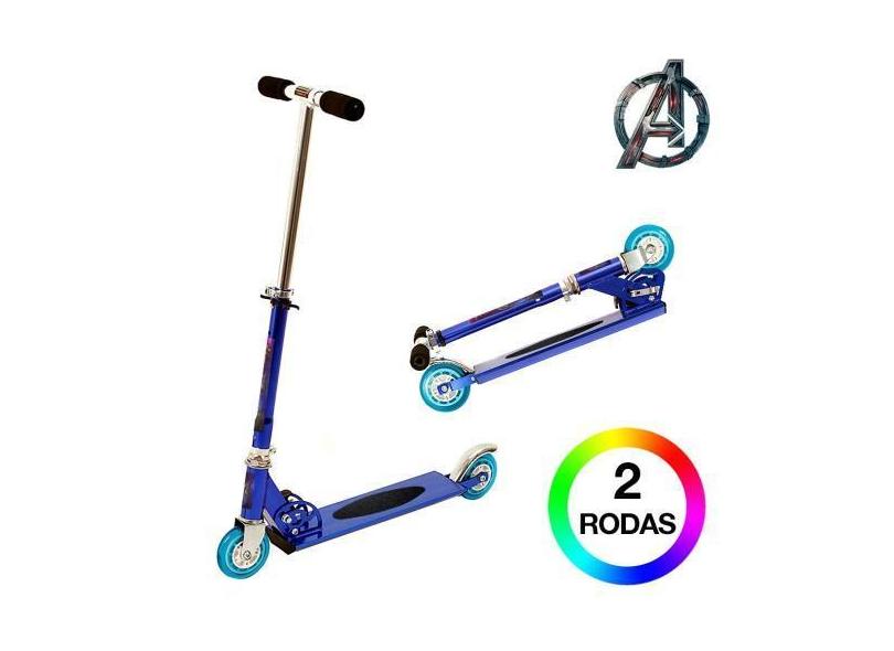 Patinete Avengers Duas Rodas Infantil Azul De Alumínio - Dm Radical