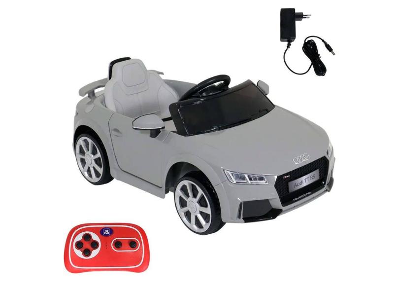 Carrinho Elétrico Audi tt rs 12V Controle Remoto Luzes/Som MP3 USB Velocímetro Digital Led Cinza Bel