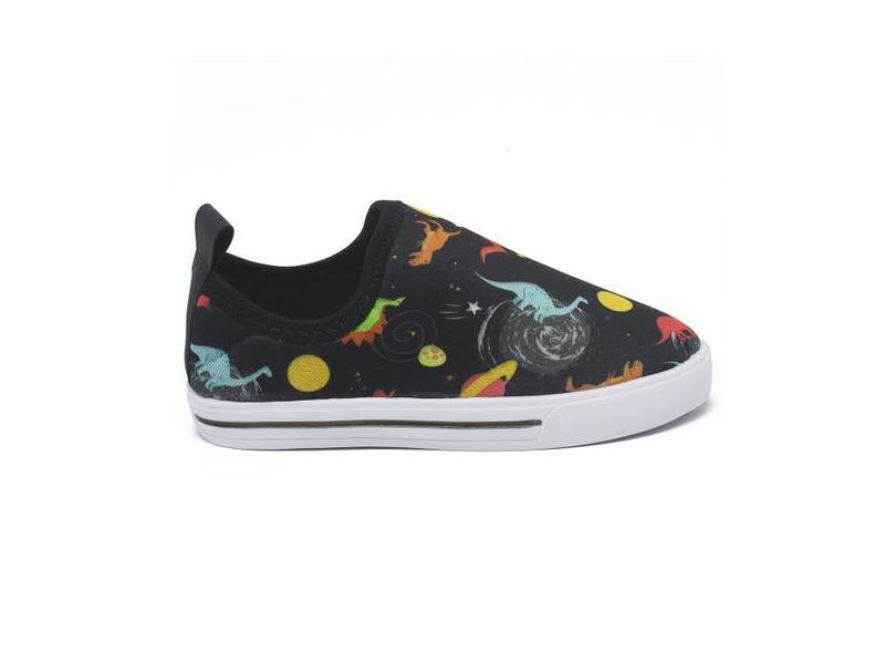 Tenis Meia Infantil Calce Facil Dinossauro Menino Casual Sola Faixeta