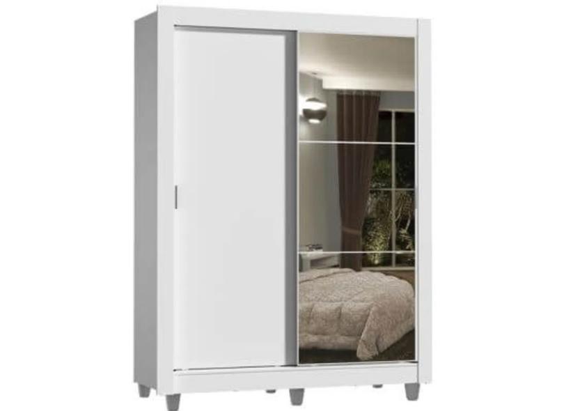 Guarda-Roupa Solteiro 2 Portas 4 Gavetas com Espelho Dallas Plus com Pés Madesa