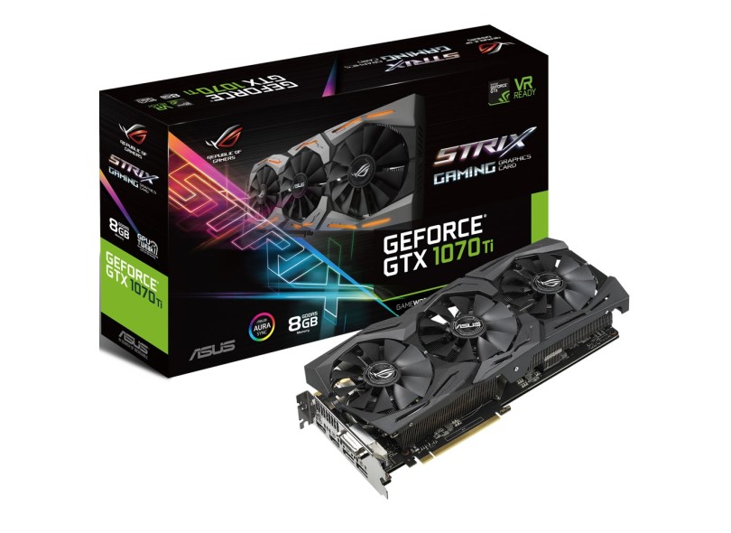Placa de Video NVIDIA GeForce GTX 1070 Ti 8 GB GDDR5 256 Bits Asus ROG-STRIX-GTX1070TI-8G-GAMING