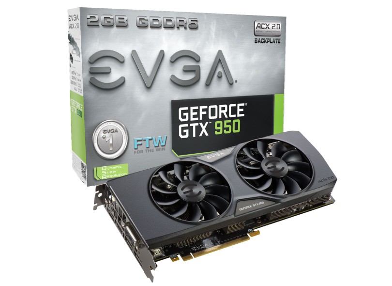 Placa de Video NVIDIA GeForce GTX 950 2 GB DDR5 128 Bits EVGA 02G-P4-2958-KR