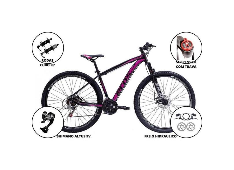 Bicicleta Aro 29 Mtb Ecos Touareg 27 Marchas Cambio Shimano Altus Freios a Disco Hidraulico Suspensã-Unissex