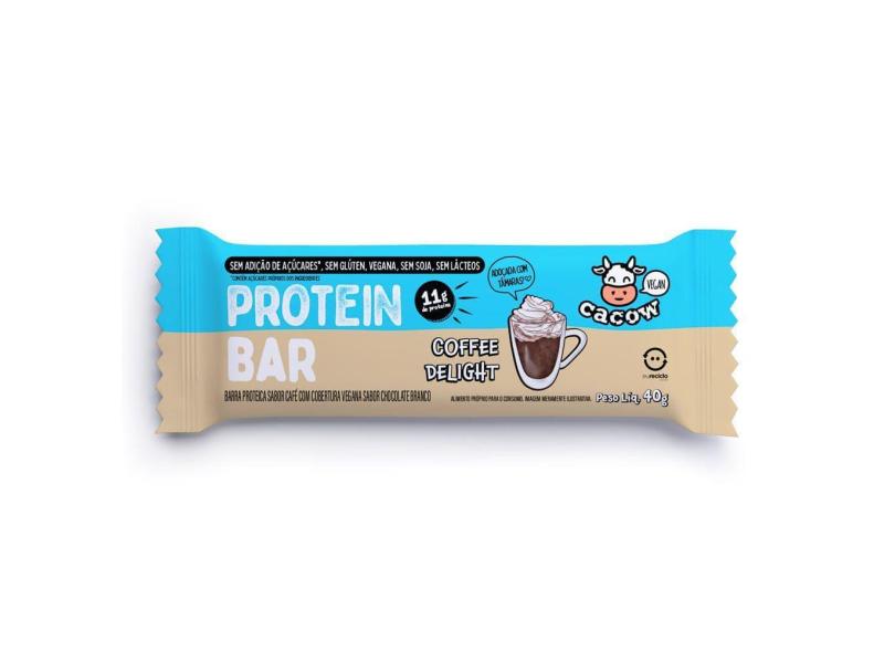 Barra de Proteína Vegana Protein Bar Cacow Sabor Coffe Delight com 11g de Proteína 40g