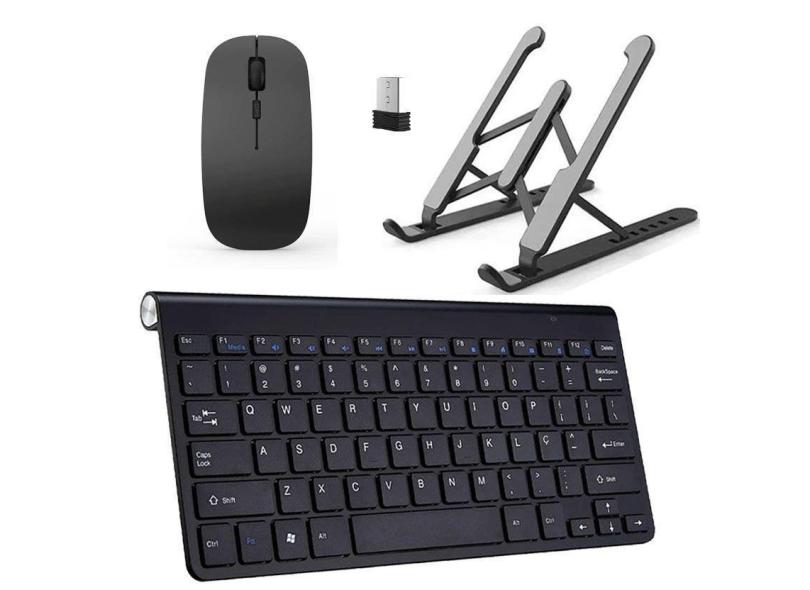 Teclado Mouse Slim E Suporte Preto Para Notebook Hp