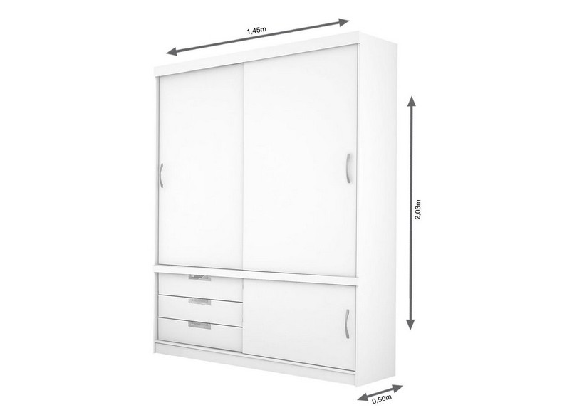 Guarda-Roupas Solteiro 3 Portas 3 Gavetas Estilo 23520 Demóbile
