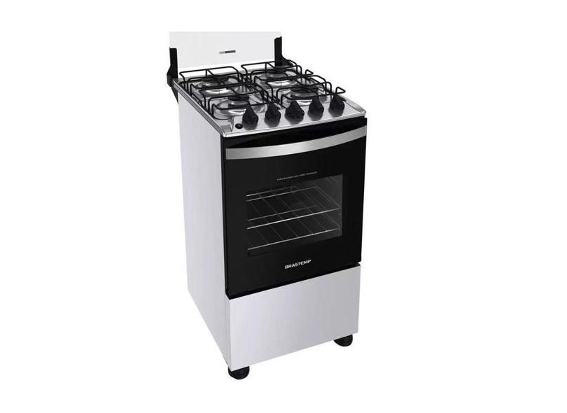 Fogão 4 Bocas Brastemp de Piso Automático Mesa Inox e Forno 61L com Lu