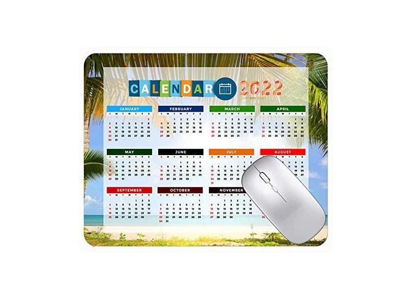 Mouse pad de calendário 2022, mouse pad para jogos, rochas, praia, ondas, tapete