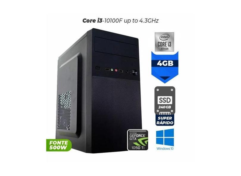 Computador Gamer Elo Intel Core i3-10100F Up to 4,3Ghz Cache 6MB Memór