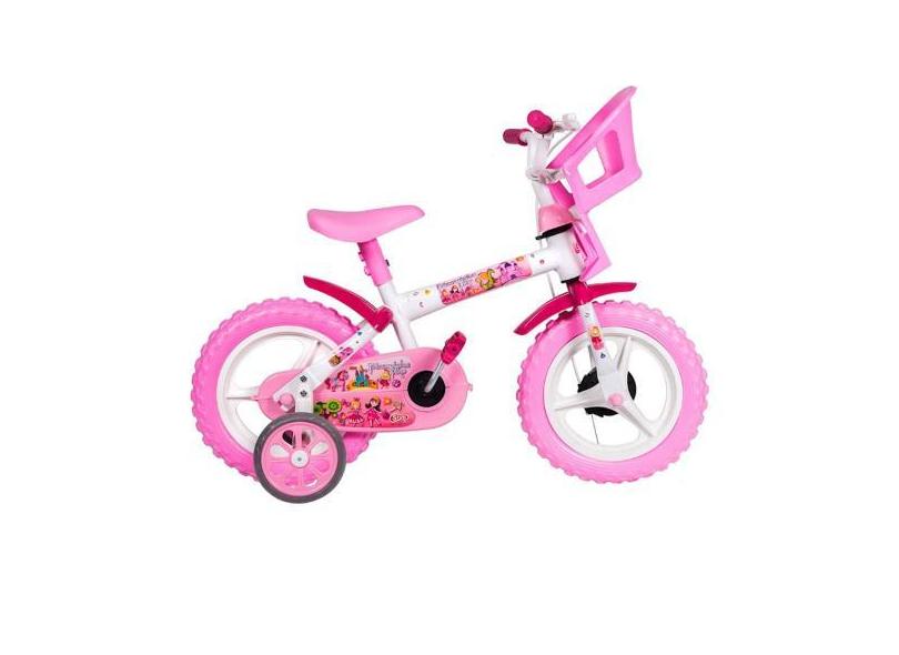 Bicicleta para Meninas Aro 12 com Cestinha para Bonecas Rosa - Styll