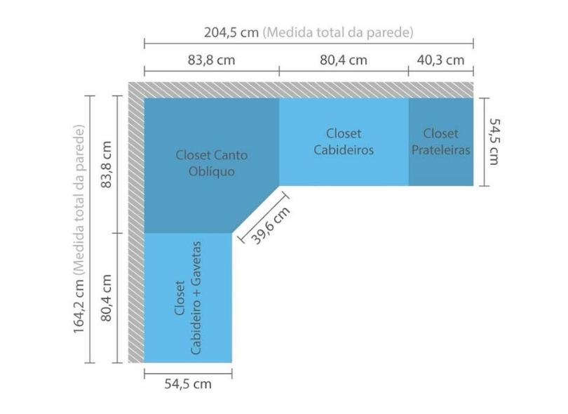 Guarda-Roupa Closet 3 Gavetas Prime Luciane Móveis