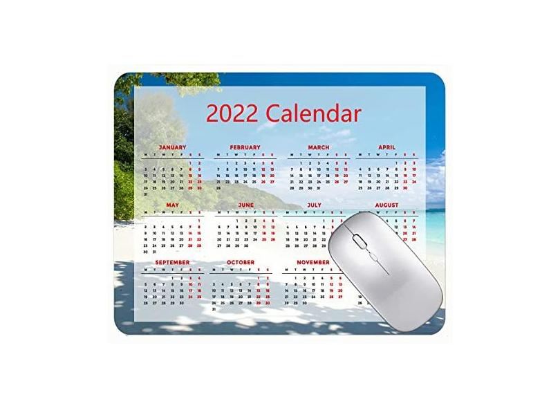 Mouse pad colorido calendário 2022 ano 2022 verão praia tropical mar escritório mouse pad