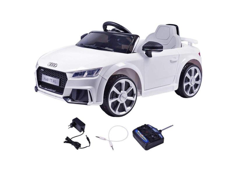 Carrinho Elétrico Infantil Audi TT 2.4Ghz Branco 12V c/ Controle Remoto BelFix