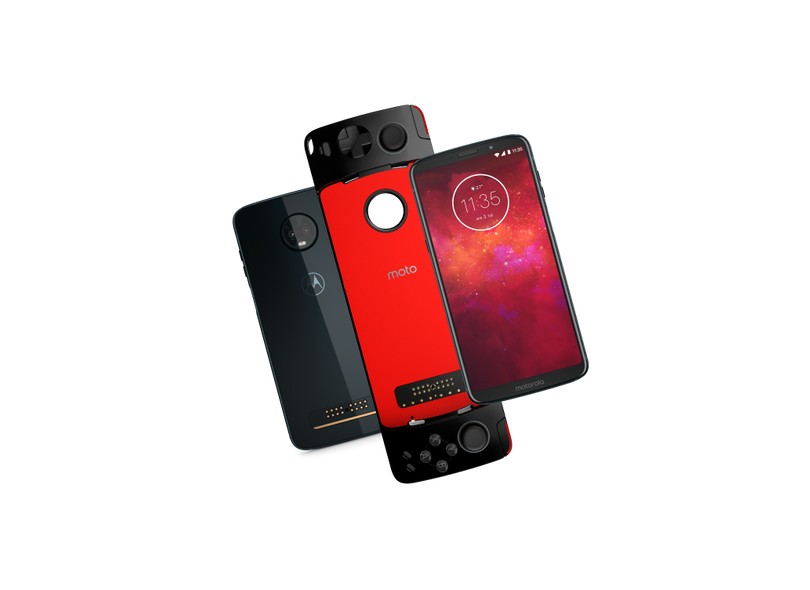 Smartphone Motorola Moto Z Z3 Play GamePad Edition XT1929-5 64GB 12 MP 2 Chips Android 8.1 (Oreo) 3G 4G Wi-Fi