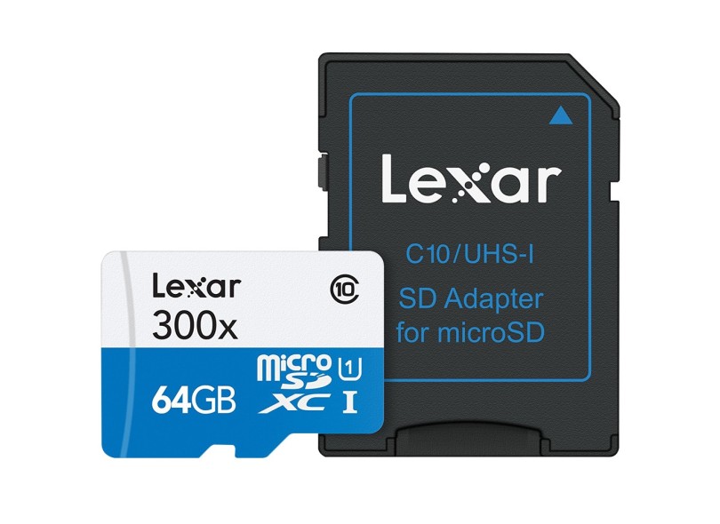 Cartão de Memória Micro SDXC com Adaptador Lexar 64 GB LSDMI64GB1NL300A