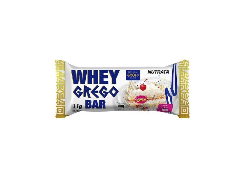 Barra Whey Grego Bar - 1 Unidade De 40G Bolo De Festa - Nutrata