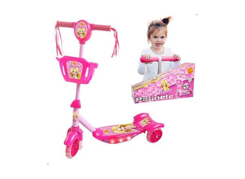 Patinete Infantil Menina 3 Rodas Ajustável Até 35kg Luz Som - DM Toys