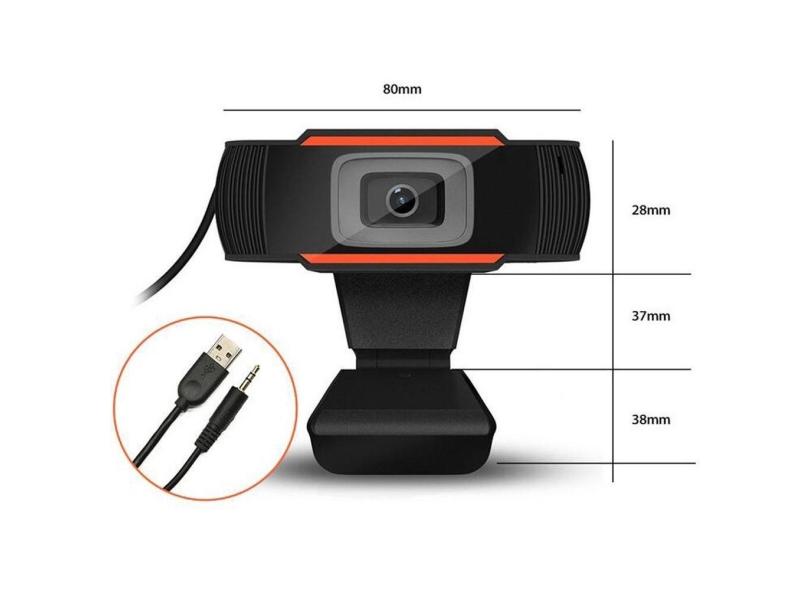 Webcam Webcam 720p HD Skype, Zoom - Preto