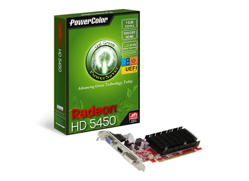 Placa de Video ATI Radeon HD 5450 1 GB DDR3 64 Bits PowerColor AX5450 1GBK3-SHEV2