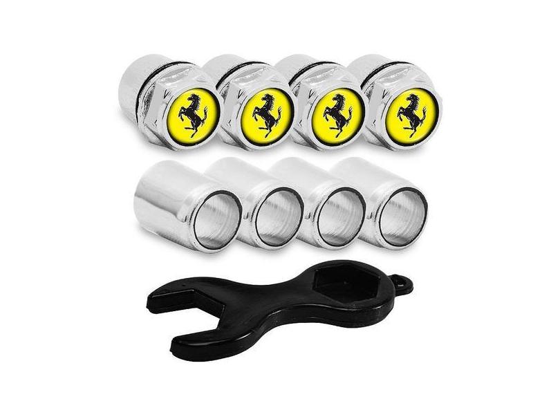 Capa Bico de Válvula Cromado Pneu Ferrari - DCAPS