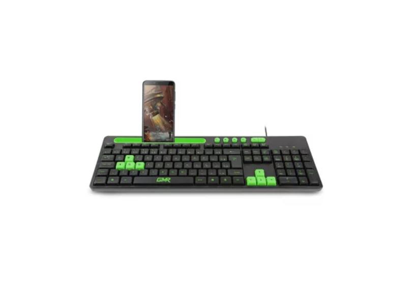 Teclado Multimídia Gamer  e Verde com Suporte de Smartphone Multilaser - TC265